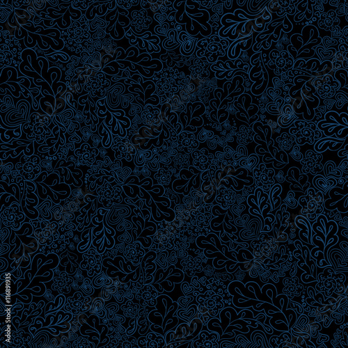 .floral seamless pattern black and blue