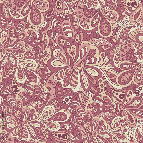 Doodle floral seamless pattern rose tones
