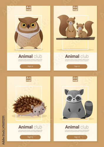Set of Wild animal templates for web design , vector , illustration