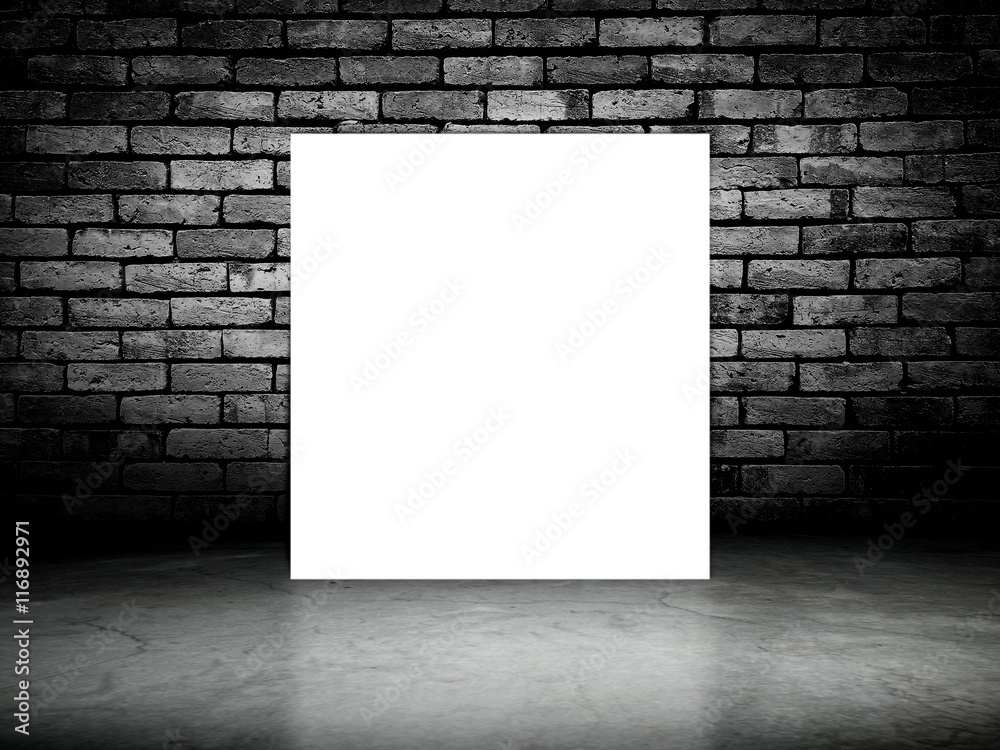 Dark room with wooden floor and brick wall background. Dark room with wooden floor and brick wall background.