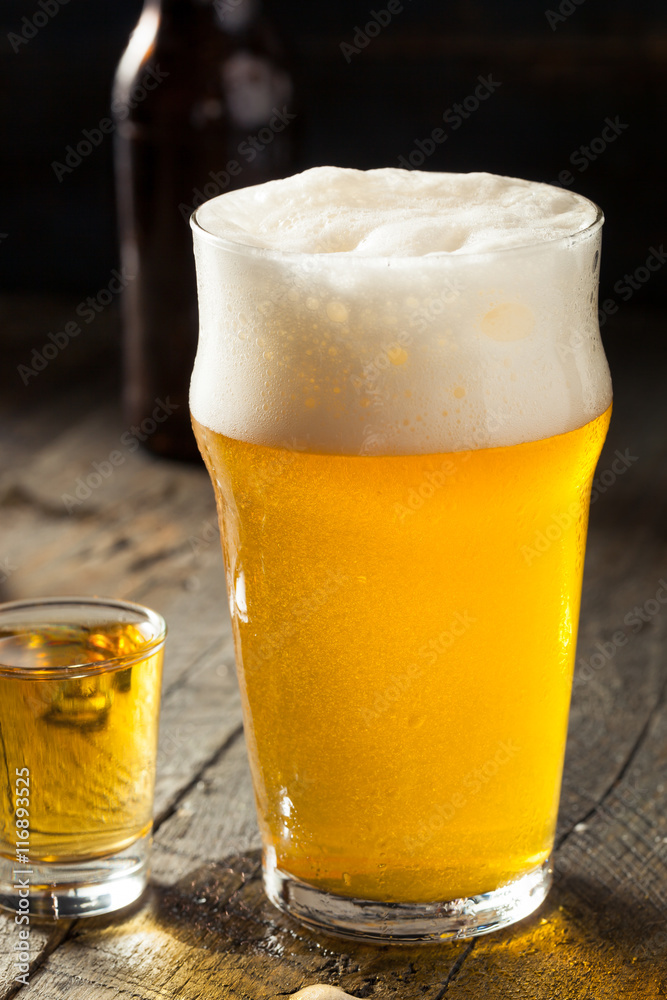 Refreshing Beer and Whiskey Shot Boilermaker Refreshing Beer and Whiskey Shot Boilermaker