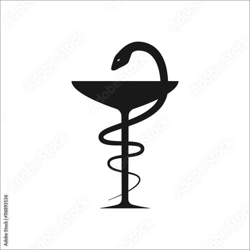 Pharmacy Icon with Caduceus symbol simple icon on background