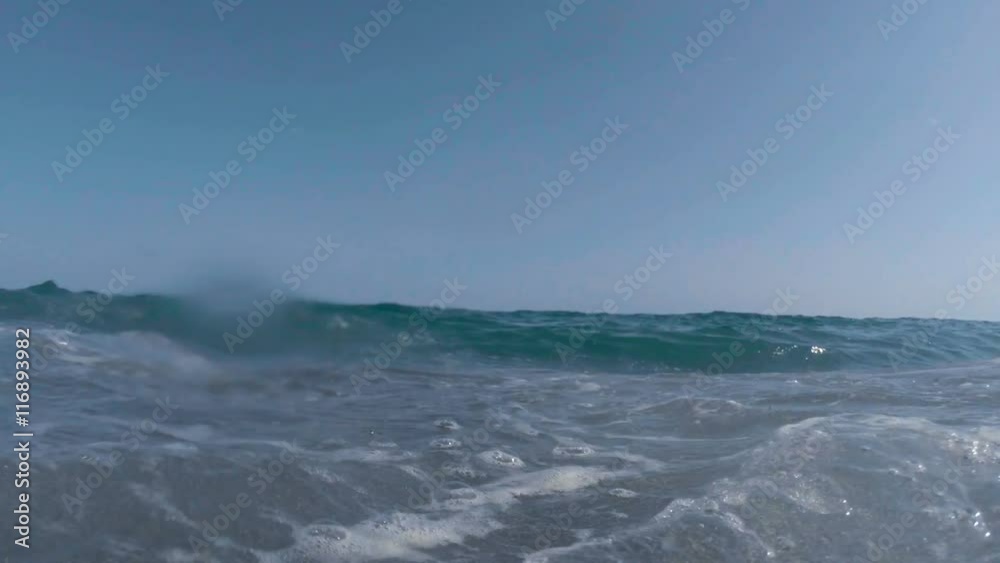 Waves crashing into the camera positioned in the breakers Waves crashing into the camera positioned in the breakers