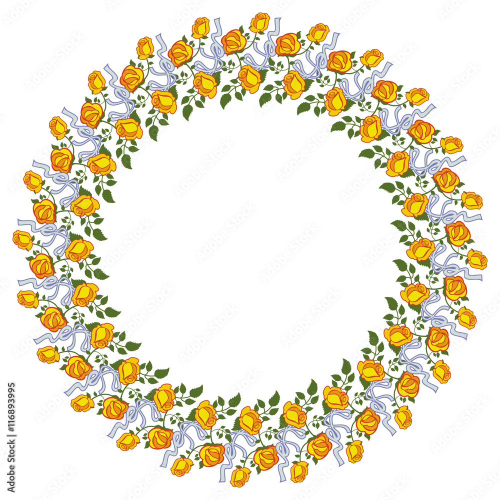 Round frame with yellow roses. Vector clip art. Round frame with yellow roses. Vector clip art.