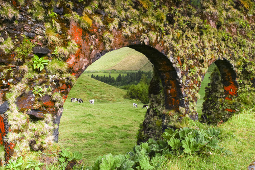 Old colorful viaduct in Sao Miguel island Azores photo