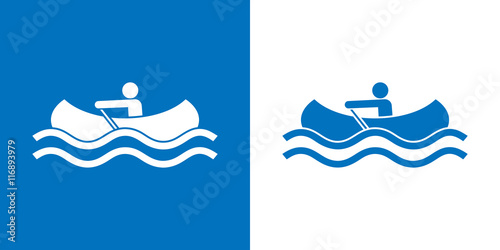 Icono plano canoa lateral azul