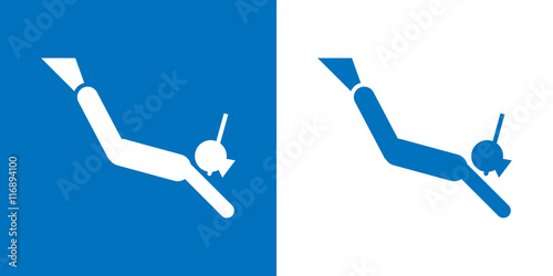 Icono plano submarinista con snorkel azul