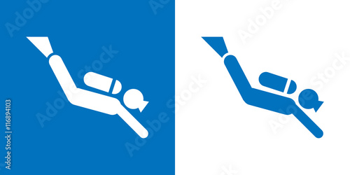 Icono plano submarinista con escafandra azul