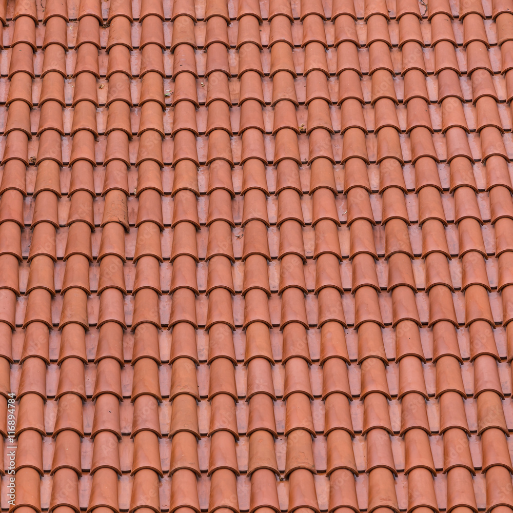 Closeup of the red clay roof tiles Closeup of the red clay roof tiles