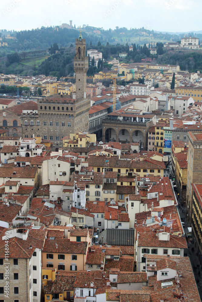 Panorama of Florence opening from Campanile Tower 
