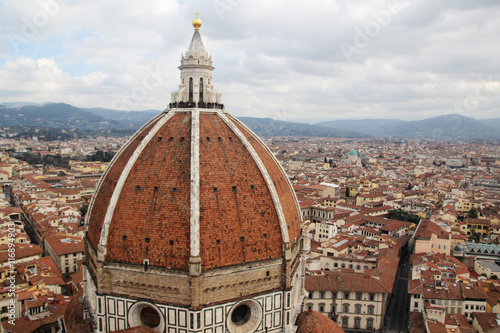 View of the cupola of Il Duomo Cathedral from Campanile tower, Florence 