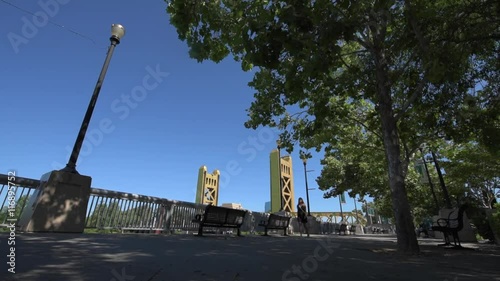 Woman Walking down the River Walk Sacramento California