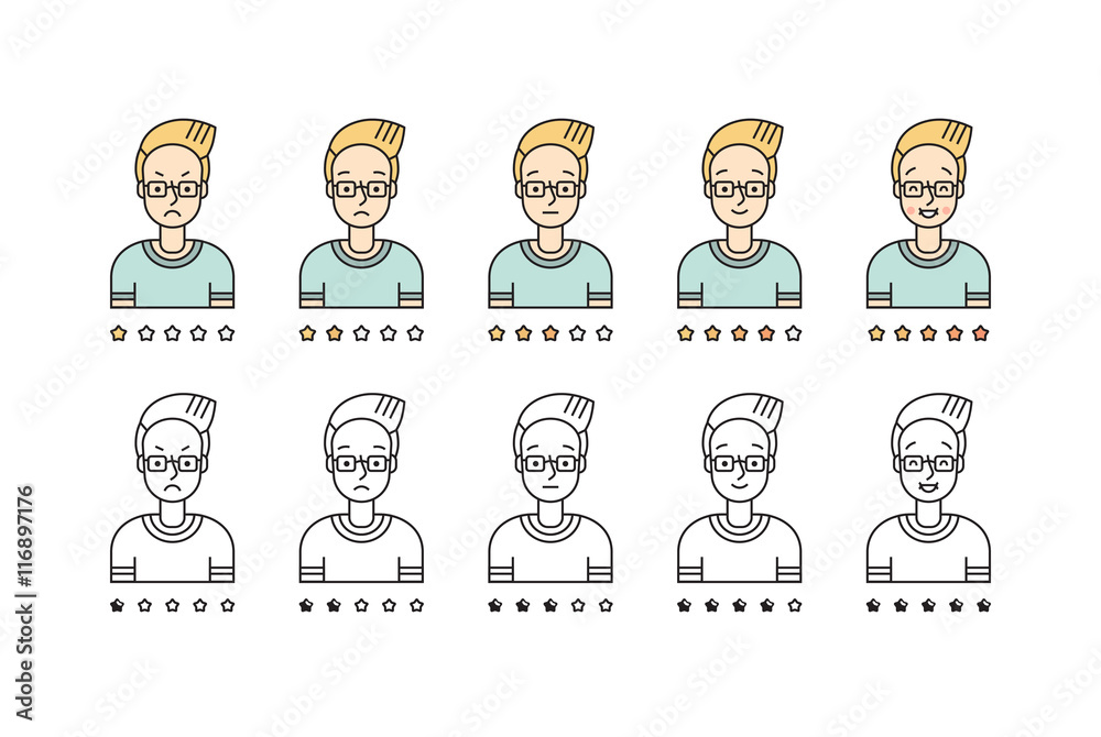 Blond man emoji vector set. Simple outline design. Blond man emoji vector set. Simple outline design.