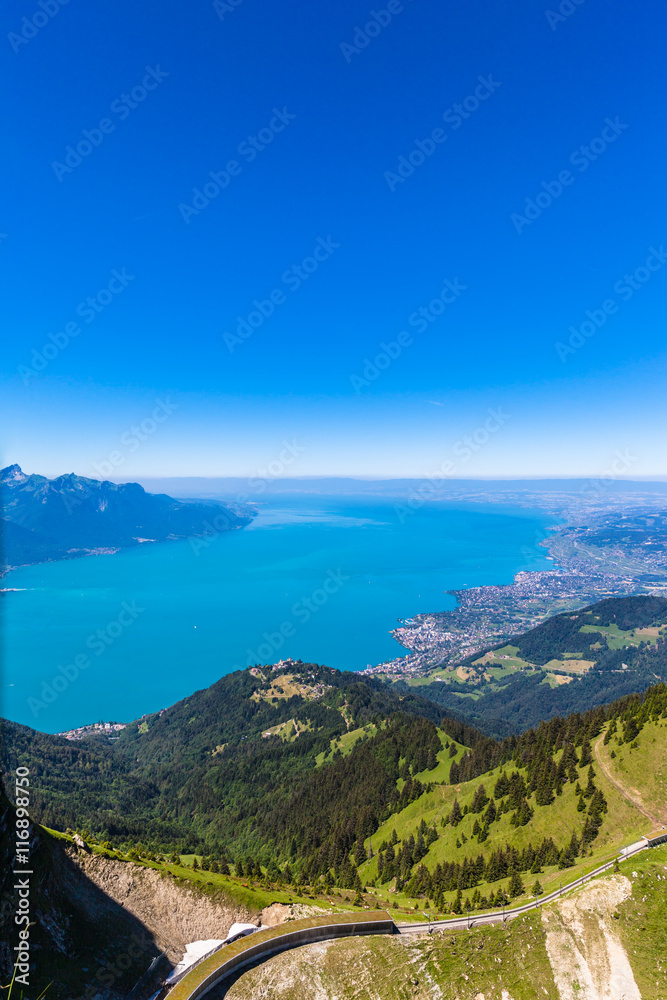 Aerial view of Lake Geneva from Rochers-de-Naye