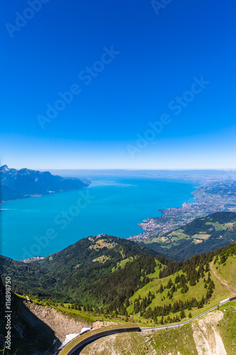 Aerial view of Lake Geneva from Rochers-de-Naye