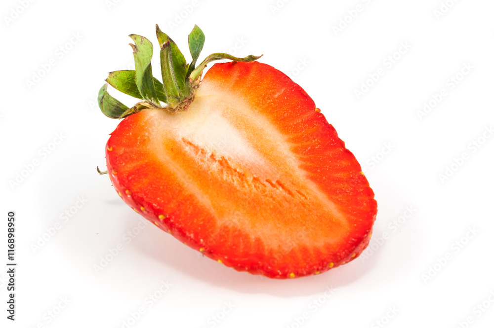 Half of strawberry isolated on white background Half of strawberry isolated on white background