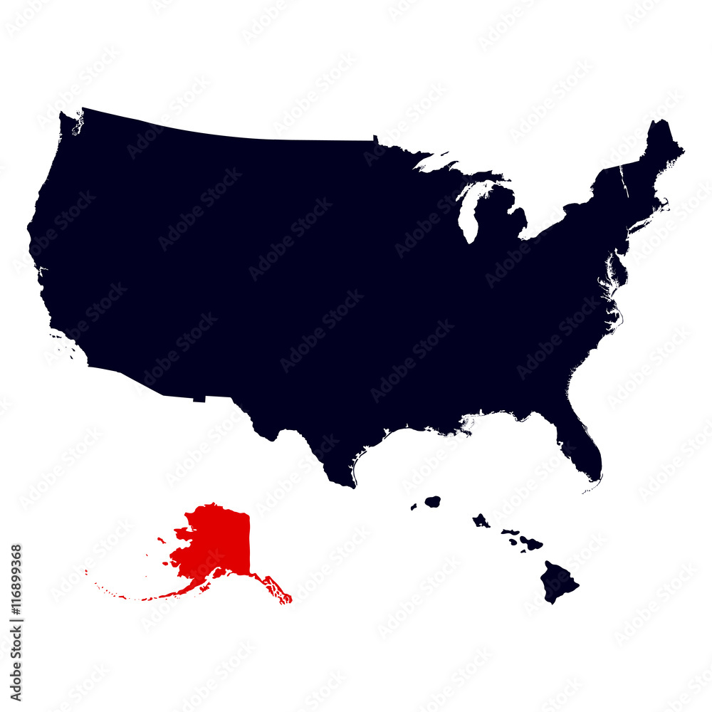 Alaska State in the United States map Alaska State in the United States map