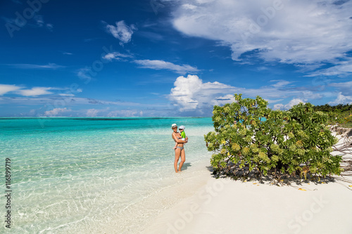 Woman and child in paradise (Maldives)