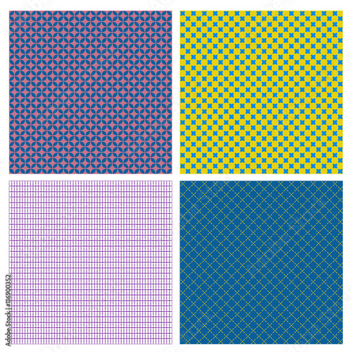 Set of 4 abstract geometrical seamless patterns.