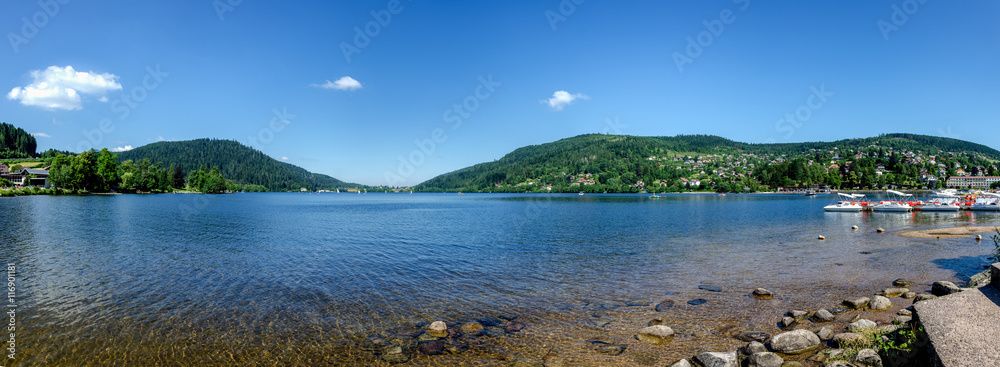 Panoramic view of Gerardmer lake in Vosges, Lorraine