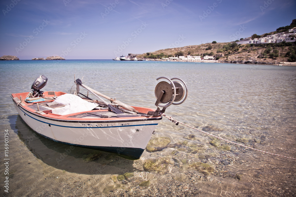 Naklejka premium Moored powerboat