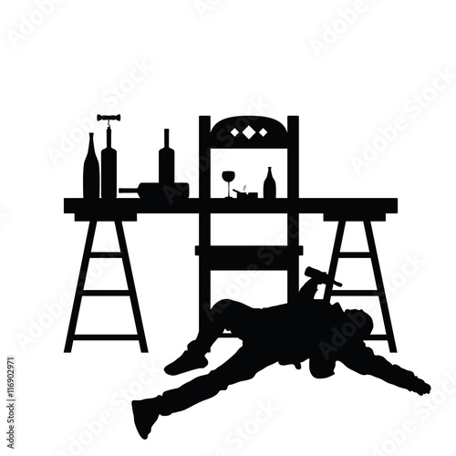 man drunk silhouette in black color illustration