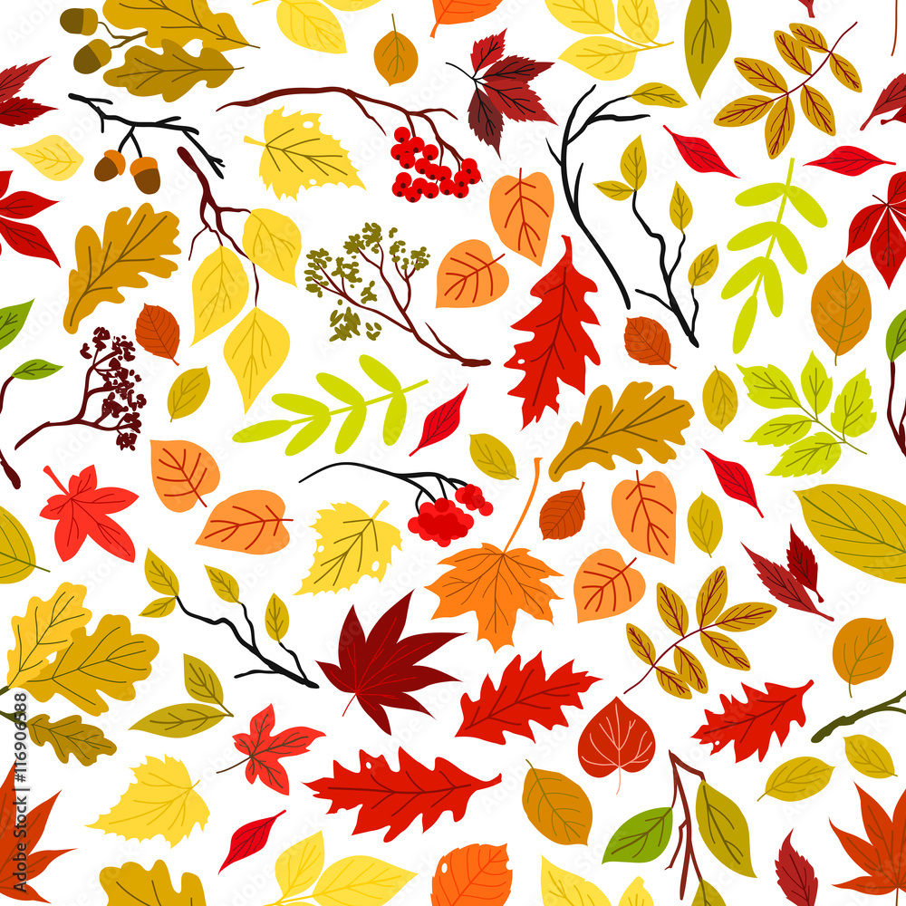 Autumn leaves seamless pattern background. Autumn leaves seamless pattern background.
