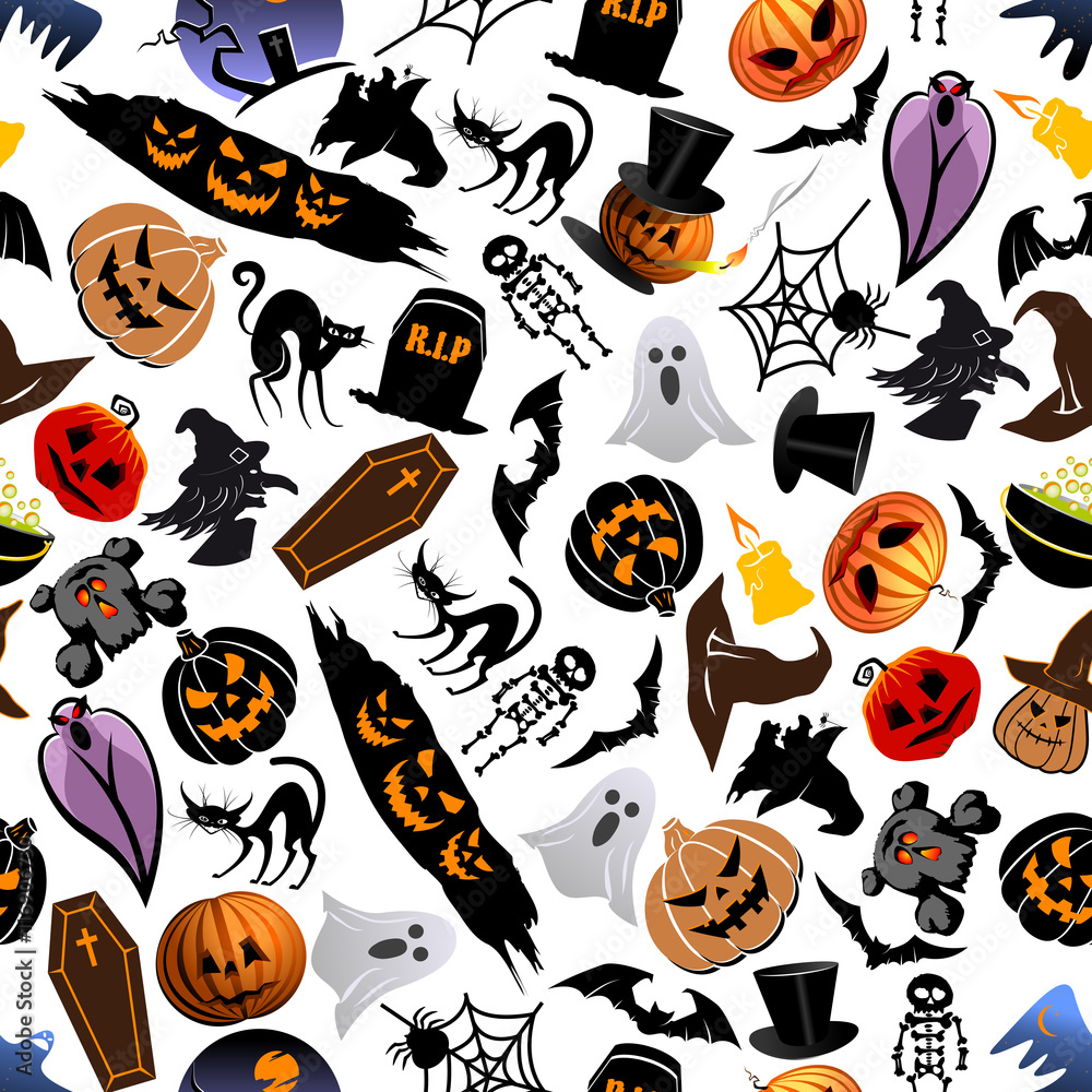 Halloween cartoon seamless pattern background Halloween cartoon seamless pattern background