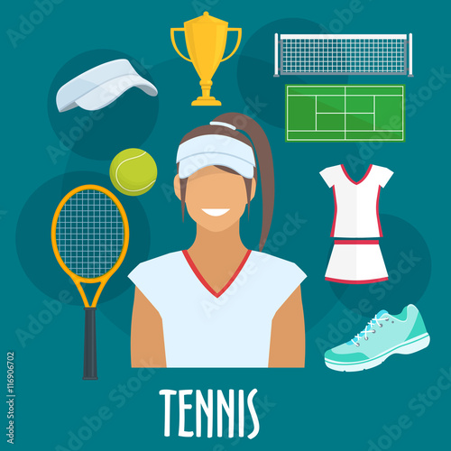 Tennis sport equipment and outfit elements