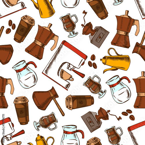 Coffee makers seamless pattern background