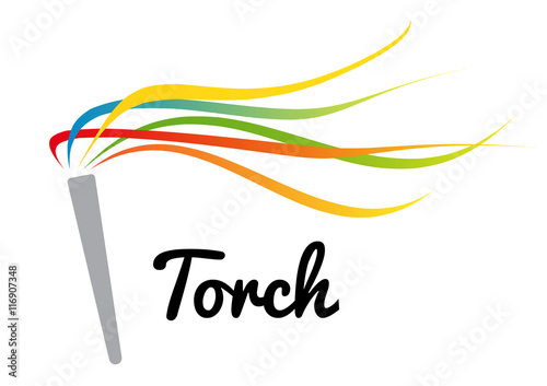 a torch with colorful strips using for sport competition presentation