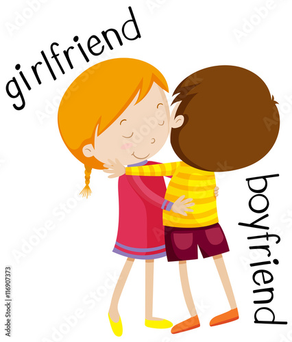 Girlfriend and boyfriend hugging