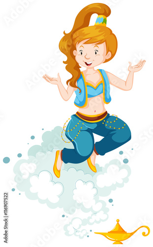 Pretty genie in blue costume