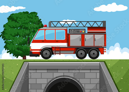 Fire truck on the road