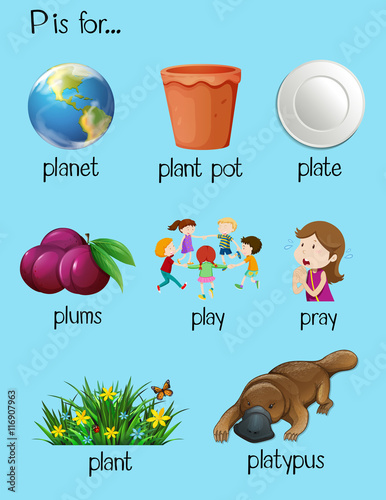Many words begin with letter P
