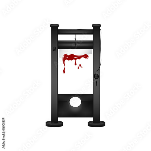 Guillotine in black design with bloody blade