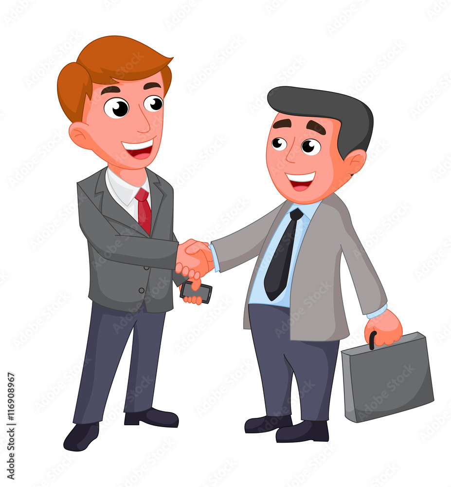 Two businessman, shaking hands happy negotiating Two businessman, shaking hands happy negotiating