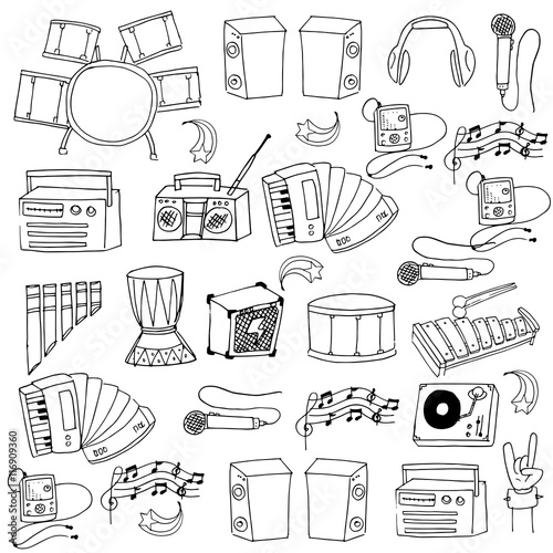 Doodle of music icons set