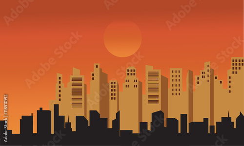 Silhouette of buildings at afternoon