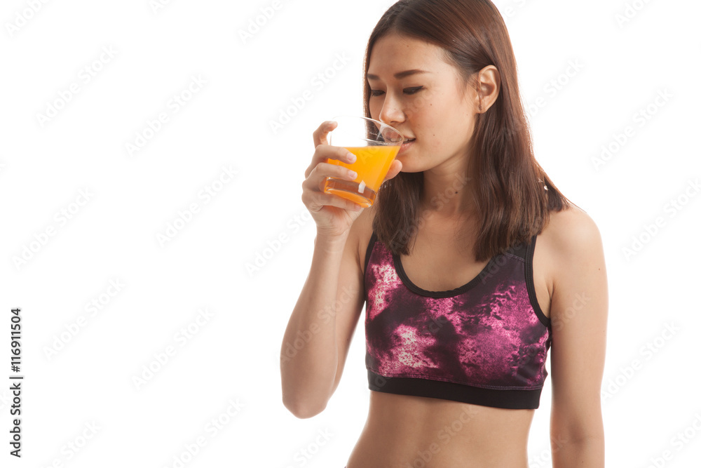 Beautiful Asian healthy girl drinking orange juice. Beautiful Asian healthy girl drinking orange juice.