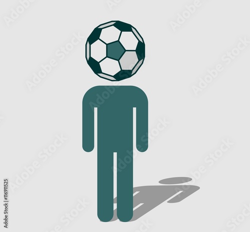 Human icon with ball instead head. Soccer fan metaphor