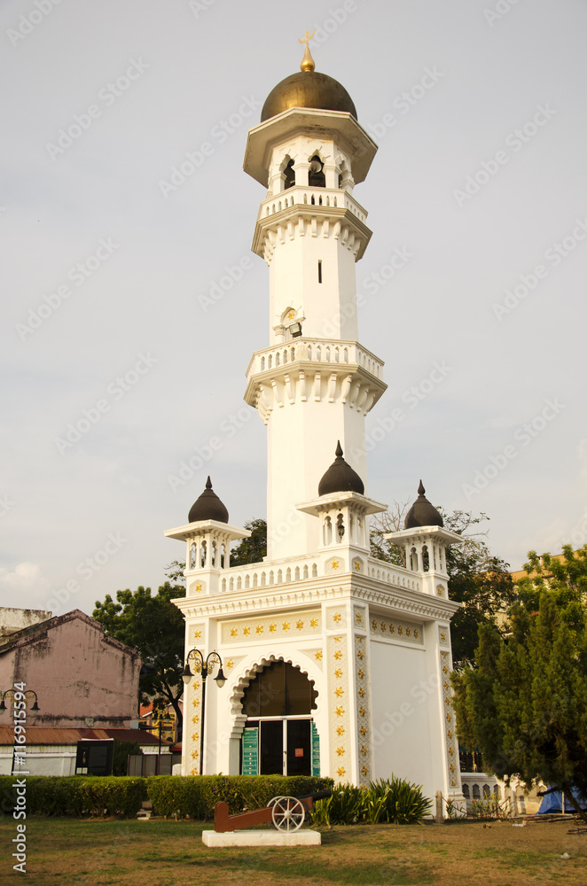 Tower in garden of Kapitan Keling Mosque