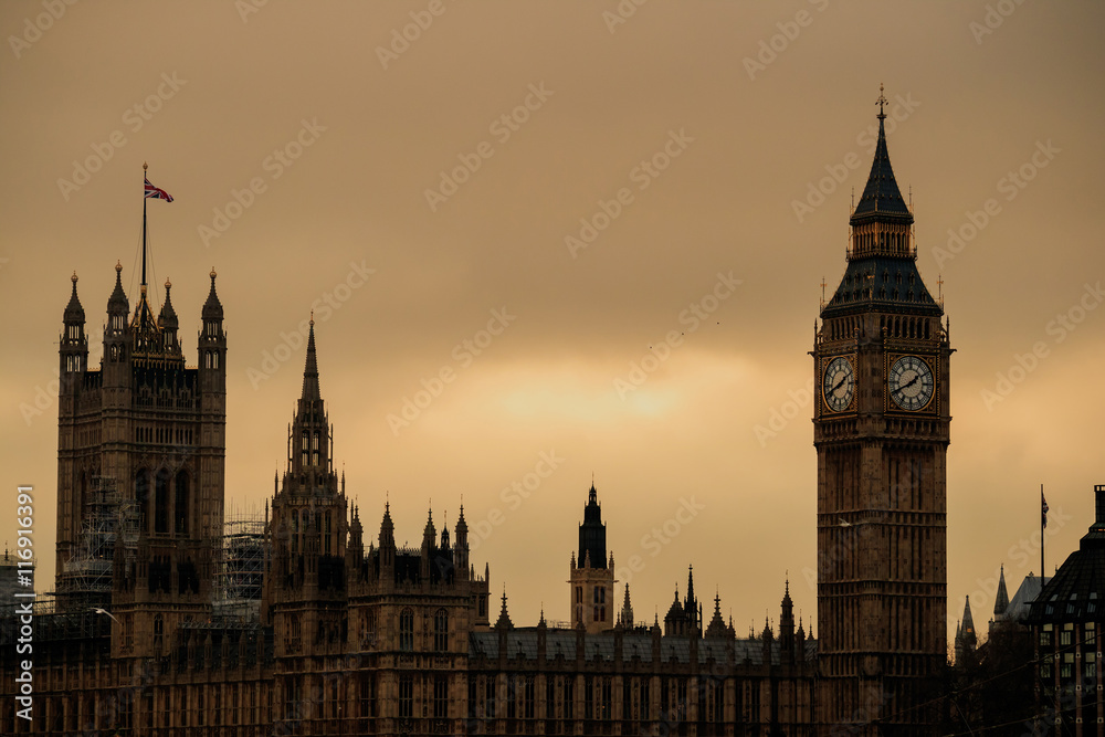 Big Ben and Houses of Parliament in London