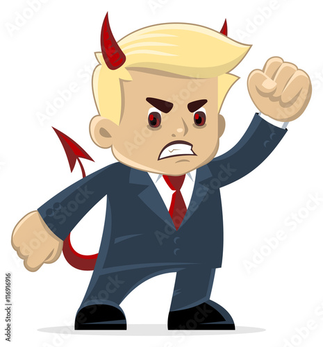 Angry devilish boss (or maybe a politician?) cartoon character. Vector illustration.