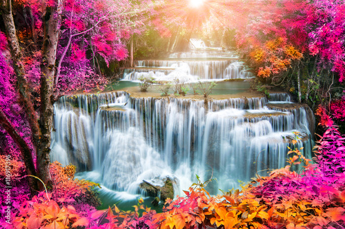 Fototapeta Naklejka Na Ścianę i Meble -  Amazing waterfall in autumn forest  