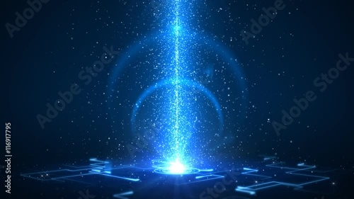 Loopable high-tech background of glowing data moving through an abstract cyber world.