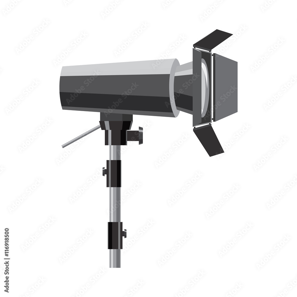 Floodlight on stand icon in cartoon style isolated on white background. Light symbol Floodlight on stand icon in cartoon style isolated on white background. Light symbol