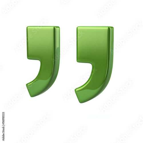 3d illustration of green quote marks
