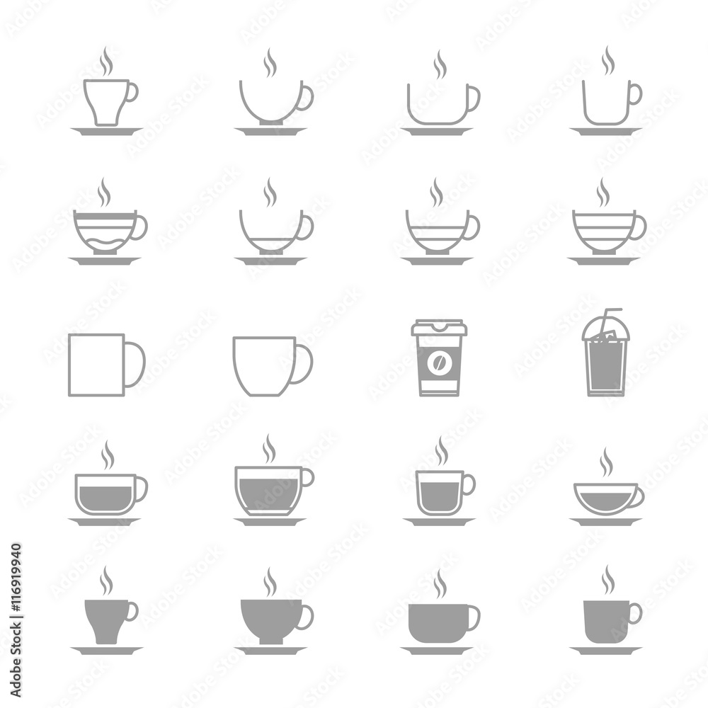 Coffee Cup Vector Icons Line Set Of Vector Design Illustration