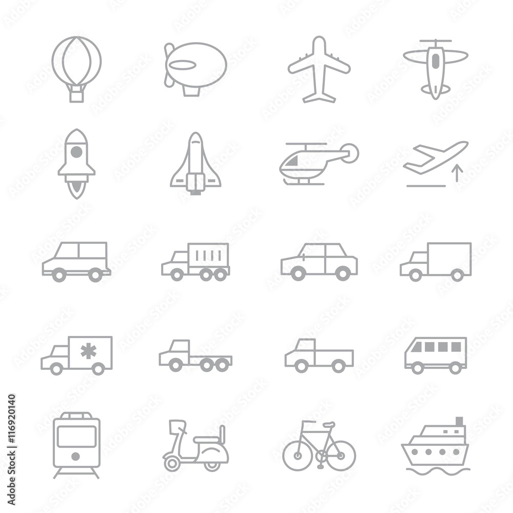 Transportation Icons Line Set Of Vector Illustration Transportation Icons Line Set Of Vector Illustration